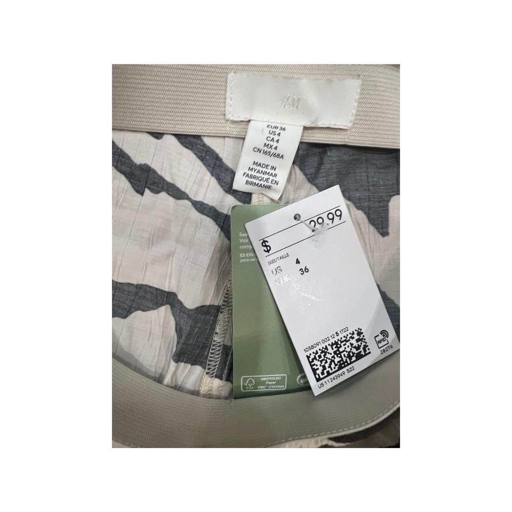 H & M Flared trousers ZEBRA Print Light Beige SIZE 4 - Picture 4 of 5